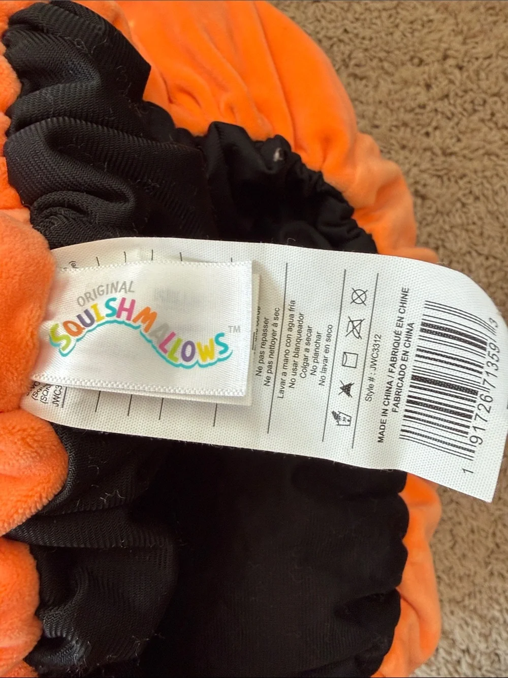 Squishmallows Black & Orange Pumpkin Bat Plush Costume Hoodie
